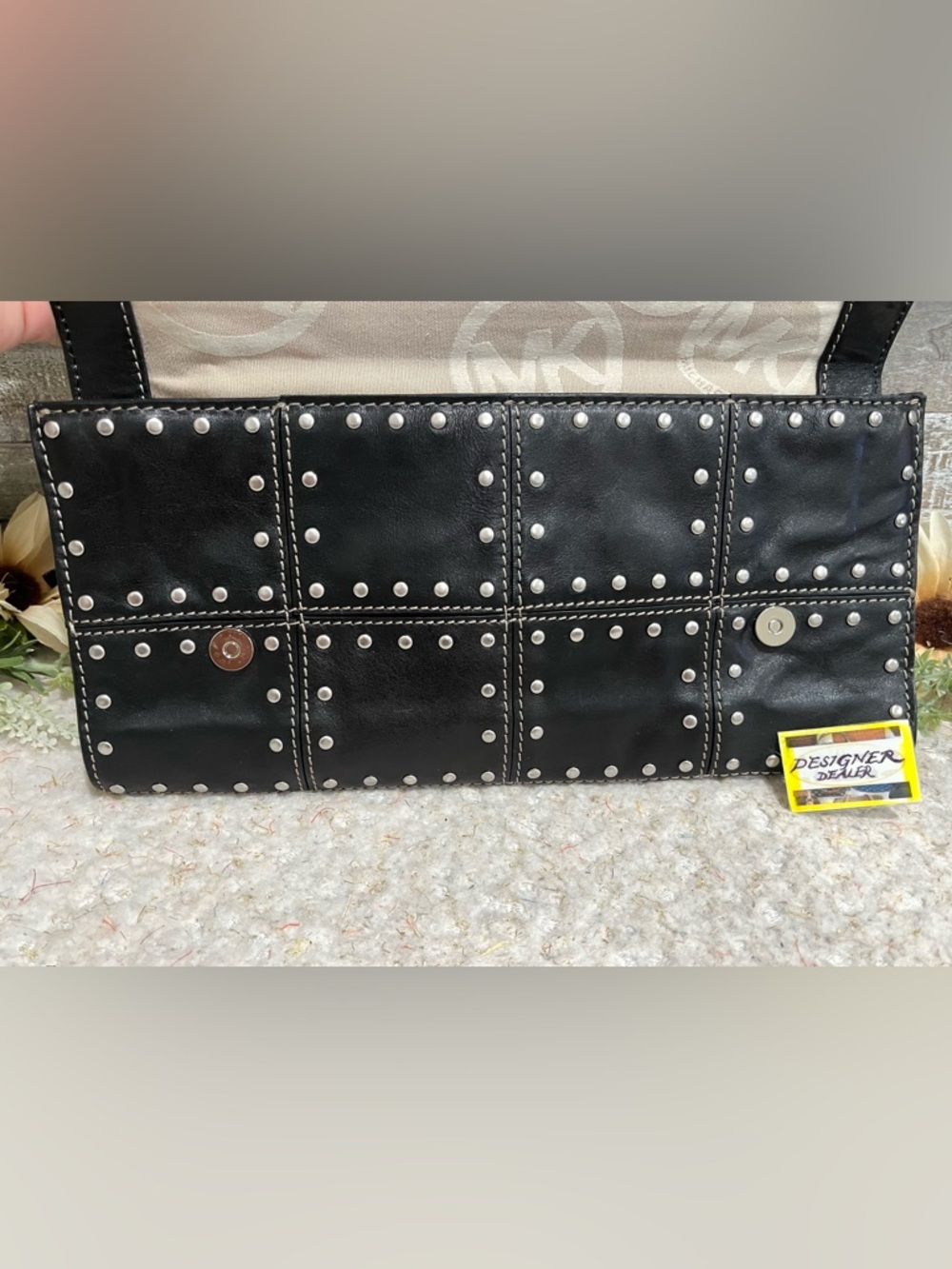 Michael Kors Astor Leather Studded Large Black Clutch EUC! - Picture 7 of 11